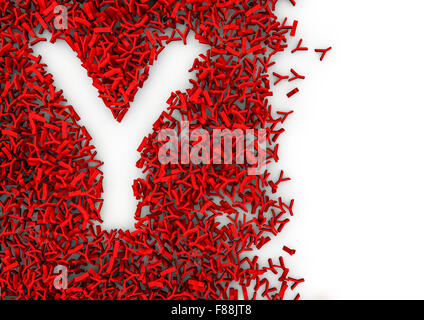 Void alphabet 3D / Letter shaped hole formed by thousands of smaller ones easy to colorize Stock Photo