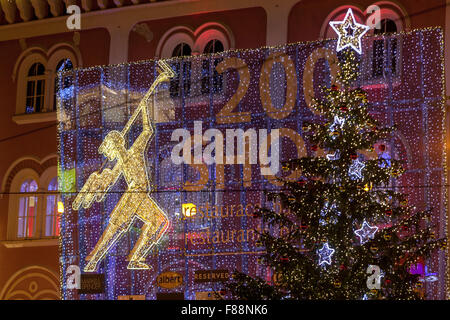 Palladium Shopping Center on Namesti Republiky Square at Christmas time, Prague, Czech Republic Stock Photo