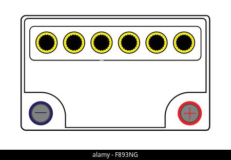 A rypical 6 cell 12 volt car battery Stock Vector