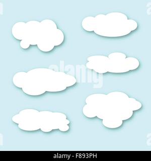 A collection of large fluffy style clouds over a blue sky Stock Vector