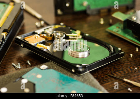 Dismantled in home for self-repair hard disk Stock Photo