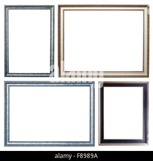 Set of few silver frames. Isolated over white background with clipping path Stock Photo
