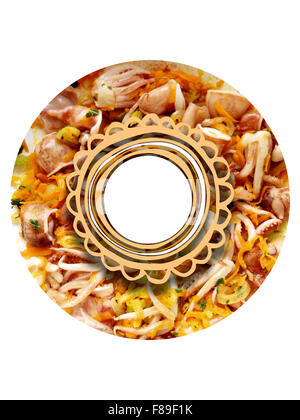 Rounded frame on fish food Stock Photo