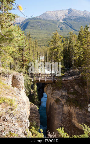 maligne canyon bridge jasper national park alberta Stock Photo