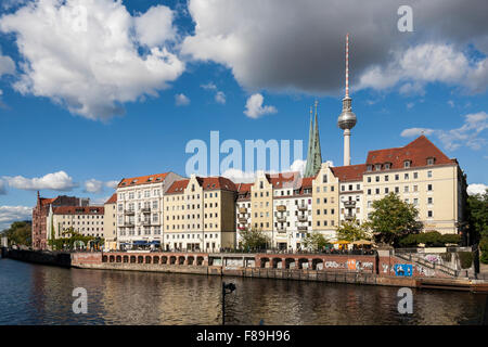 Nikolai Quarter on the River Spree, Mitte, Berlin, Germany Stock Photo