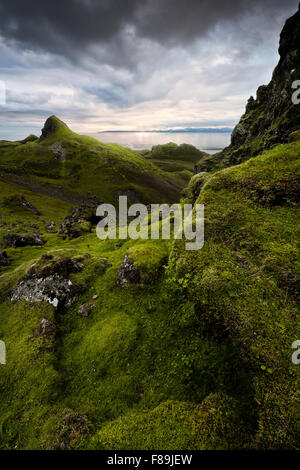 Sunset at Quiraing, Isle of Skye, Scotland, England, UK, Europe Stock Photo