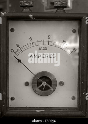 Victorian Amp meter showing Amperes using a needle Stock Photo