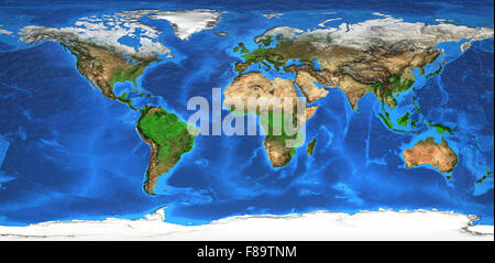 Map of Europe and Asia. Detailed flat satellite view of the Earth and ...
