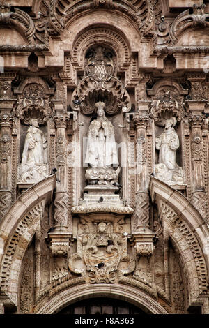 The facade of Saint Francis Monastery or Convento de San Francisco, Lima, Peru. Stock Photo