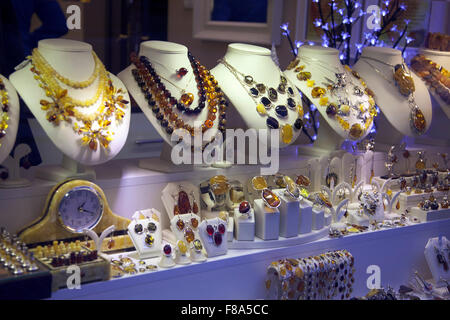 Amber necklaces in jewelry shop Gdansk Poland Stock Photo - Alamy