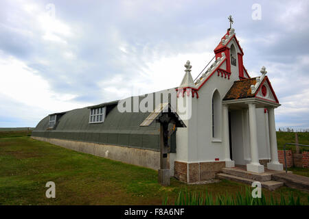 Italian Chapel, built by Italian Prisoners constructing the Churchill Barriers, Lamb Holm Orkney Islands Scotland UK Stock Photo