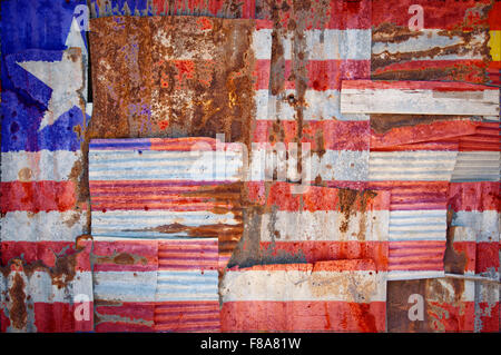Liberia flag painted on old distressed concrete wall background Stock ...