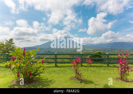 View of Arenal Volcano from observation point, Costa Rica Stock Photo