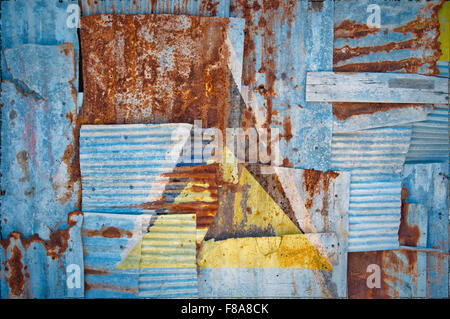 Saint Lucia flag on grunge scratched wooden surface. National vintage ...