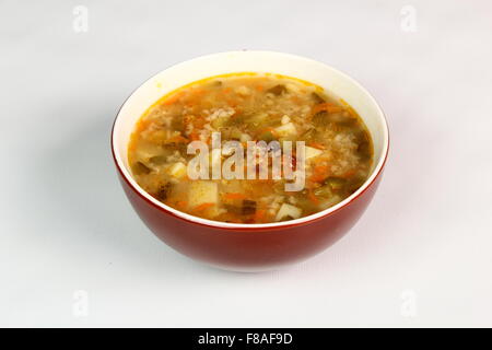 Soup from pickled cucumbers. Rassolnik. Zupa ogorkowa. Stock Photo