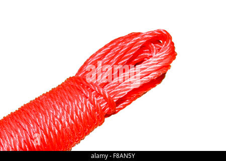 red rope nylon on isolated white background Stock Photo