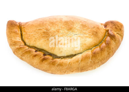 Traditional Cornish Pasty on a White Background Stock Photo