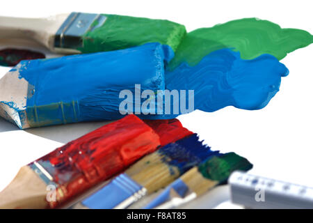Colored splashes in abstract shape, isolated on white background Stock Photo