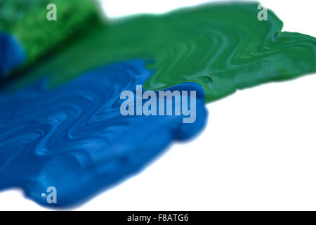 Colored splashes in abstract shape, isolated on white background Stock Photo