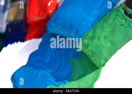 Colored splashes in abstract shape, isolated on white background Stock Photo