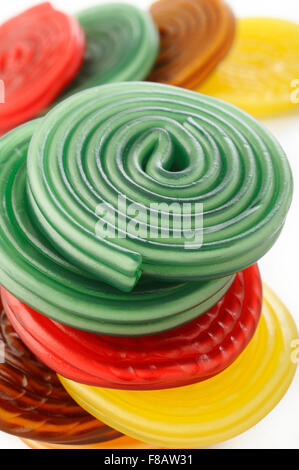 colorful liquorice licorice spiral candies Stock Photo