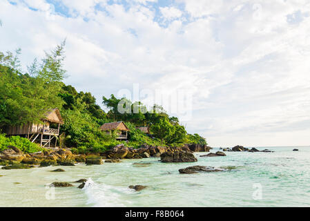 bamboo and wood bungalows in koh rong island near sihanoukville cambodia Stock Photo