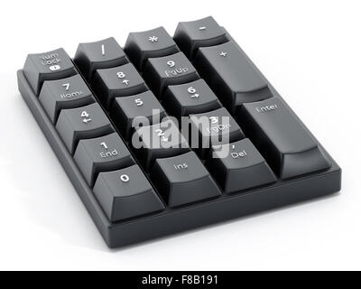 Black numpad with number keys isolated on white background Stock Photo