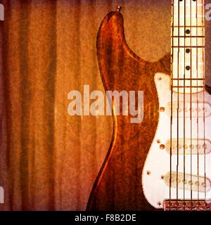 abstract grunge music background with electric guitar vector illustration Stock Vector