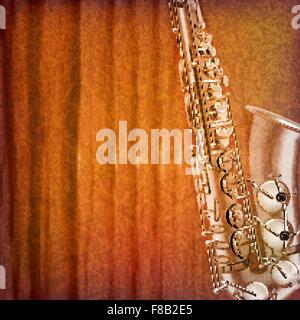 abstract grunge music background with saxophone vector illustration Stock Vector