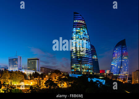 Flame Towers are new skyscrapers in Baku, Azerbaijan Stock Photo