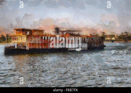 Image of a steamboat on the Nile in Egypt. Stock Photo