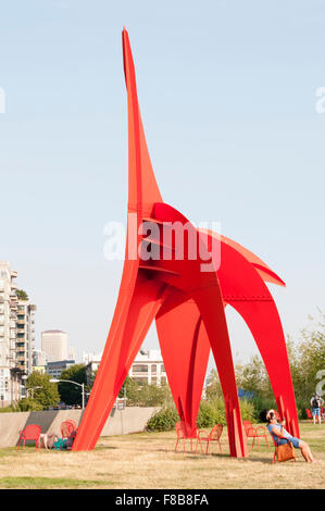 The Eagle sculpture of 1971 by Alexander Calder in the Seattle Olympic Sculpture Park. Stock Photo