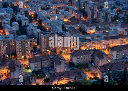 old city at night, Piatra Neamt, Romania Stock Photo