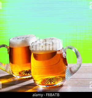 two beer on the table with modern white background Stock Photo