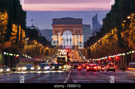 Paris, Champs-Elysees at night Stock Photo
