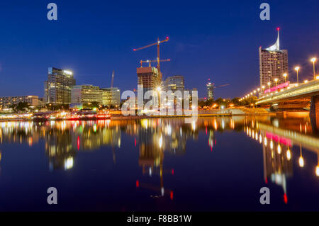 Vienna cityscape at night, capital of Austria Stock Photo