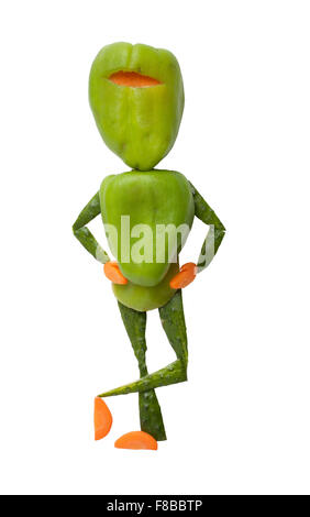Funny green ninja made of fresh vegetables on isolated background Stock Photo