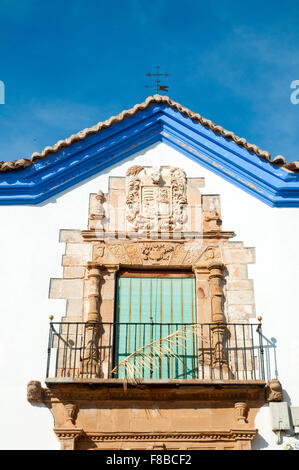 Balcony. Marqueses de Torremejia Palace, Almagro, Ciudad Real province, Castilla La Mancha, Spain. Stock Photo