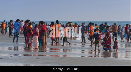 Indian tourists Colva Beach Goa India Stock Photo