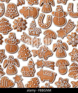 Seamless background with Christmas gingerbread cookies Stock Photo