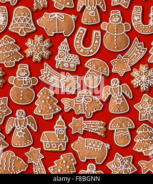 Seamless background with Christmas gingerbread cookies Stock Photo