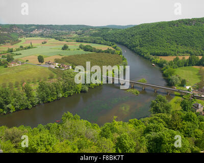 View on the Dordogne river in Perigord from the village of Castelneaud Stock Photo