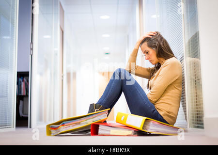 Tired woman at work. Stock Photo