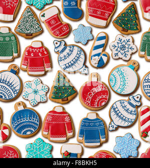 Seamless texture with Christmas gingerbread cookies Stock Photo