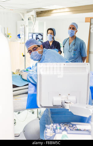 Radiofrequency ablation of a liver tumor. Hannibal Internationale private hospital, Tunis, Tunisia. Stock Photo