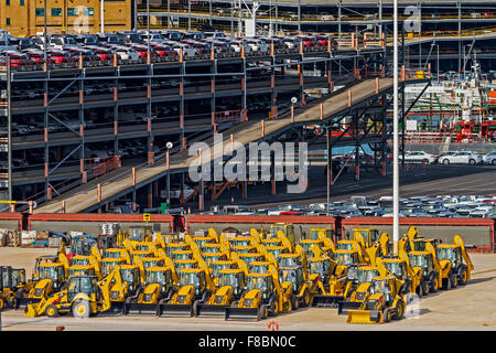 JCB backhoe loaders For Export Southampton Docks UK Stock Photo