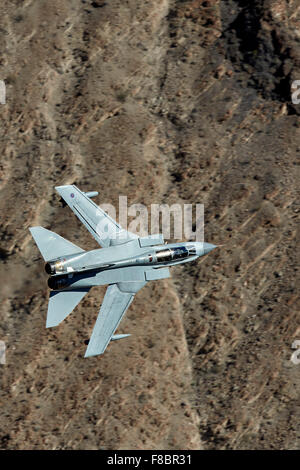 Royal Air Force Tornado GR4 Jet Fighter Flying At Low Altitude Through Rainbow Canyon, California.