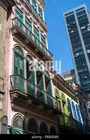 Old buildings,  Rua do Ouvidor, Rio de Janeiro, Brazil Stock Photo