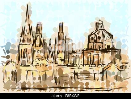 oxford university on abstract multicolor background Stock Vector