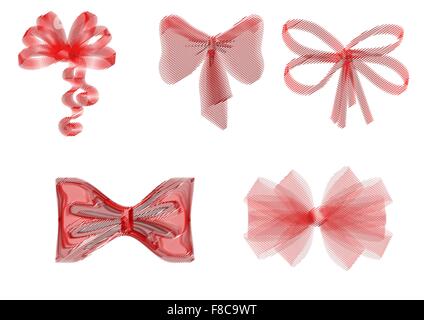 set of red ribbons isolated on white Stock Vector